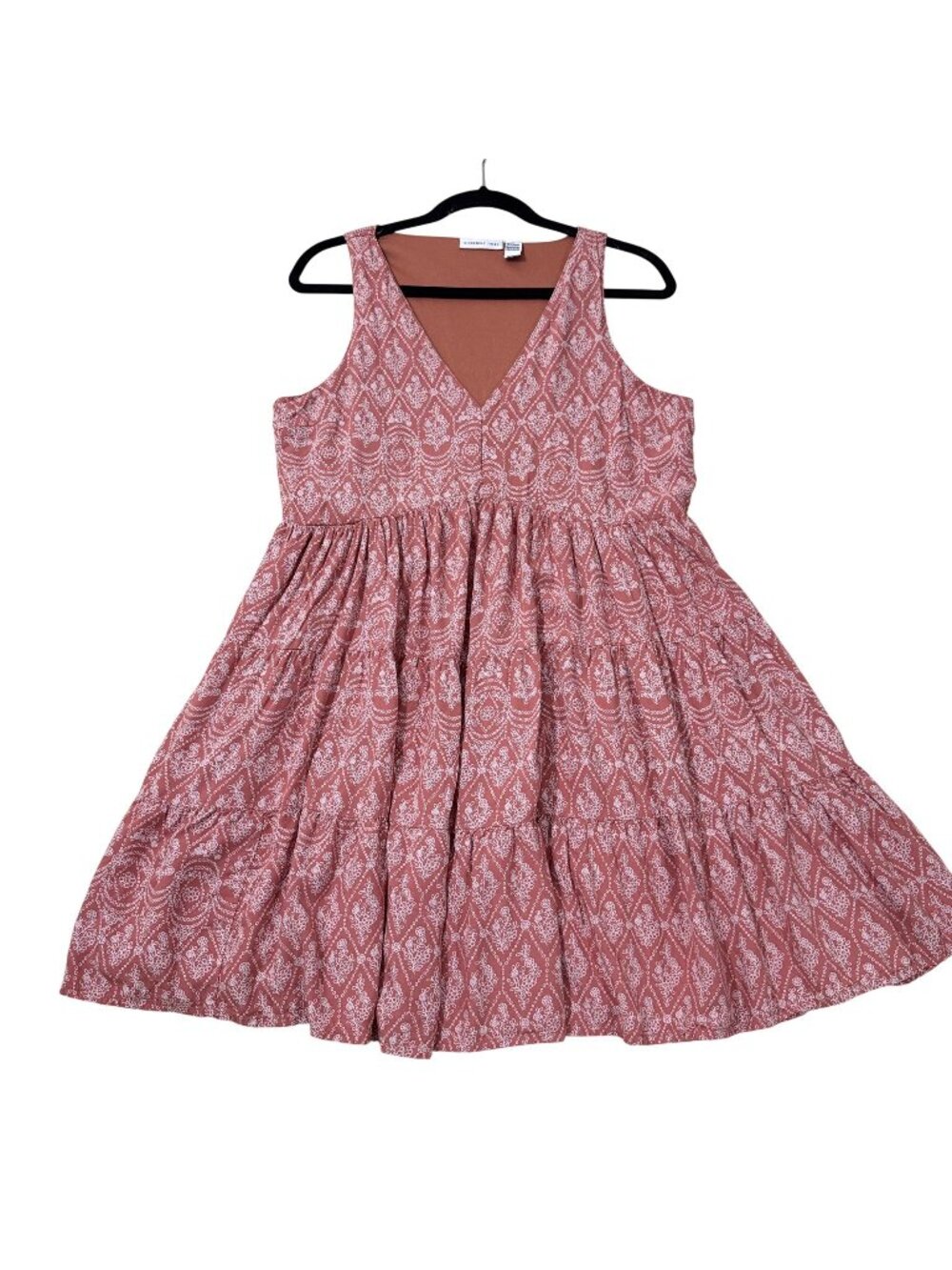 Sincerely Jules Womens Pink Printed Tiered Mini Dress Sleeveless Rayon Size L